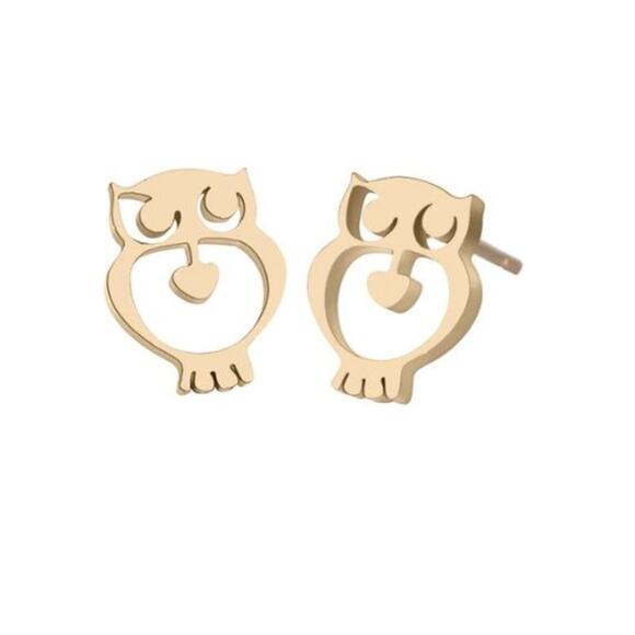 Stainless Steel Owl Post Earrings - Picture 1 of 1